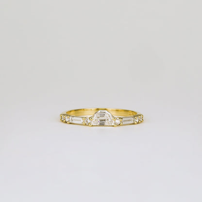 0.25 TCW Half-Moon, Round & Baguette Cluster Moissanite Wedding Band