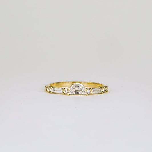 0.25 TCW Half-Moon, Round & Baguette Cluster Moissanite Wedding Band