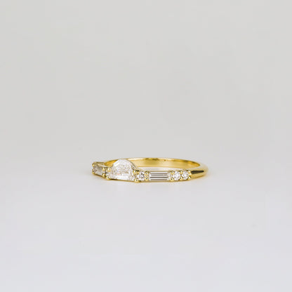 0.25 TCW Half-Moon, Round & Baguette Cluster Moissanite Wedding Band