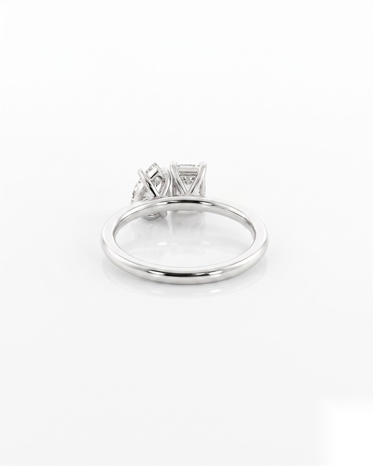 0.75 CT Emerald Toi Et Moi Moissanite Engagement Ring