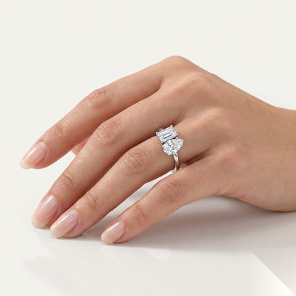 0.75 CT Emerald Toi Et Moi Moissanite Engagement Ring