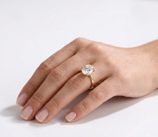 3 CT Oval East-West Solitaire Lab Grown Diamond Engagement Ring