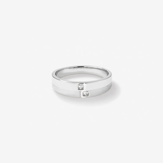 0.08 TCW Cushion Moissanite Two Stone Men's Wedding Band