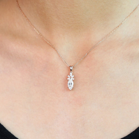 1.185 TCW Marquise Moissanite Cluster Necklace