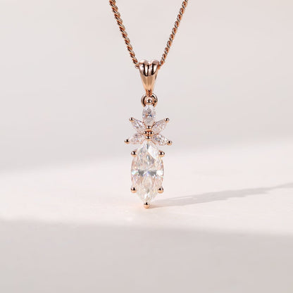 1.185 TCW Marquise Moissanite Cluster Necklace