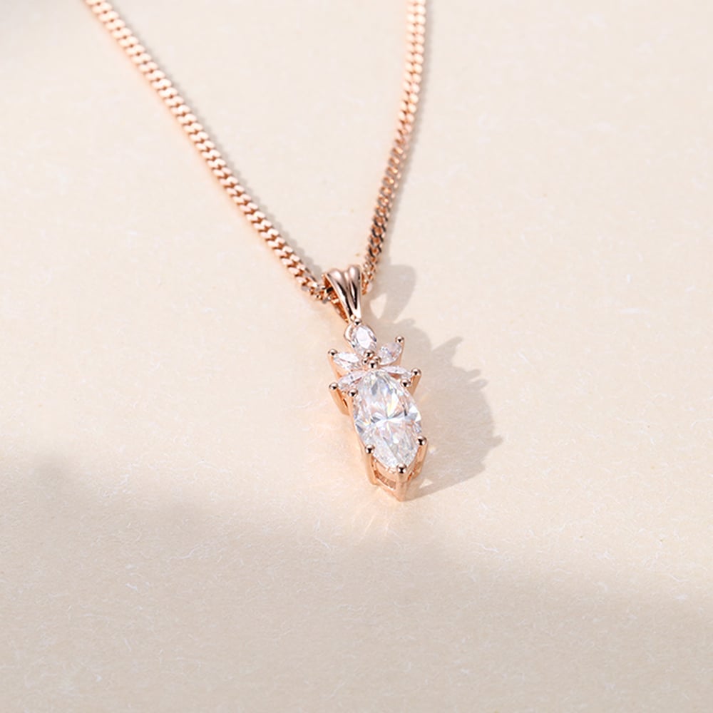 1.185 TCW Marquise Moissanite Cluster Necklace