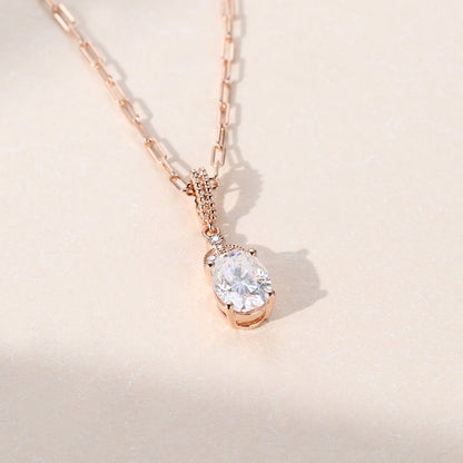 1.8 TCW Oval Moissanite Moissanite Cluster Necklace