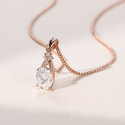 1.7 TCW Oval Moissanite Criss Cross Necklace