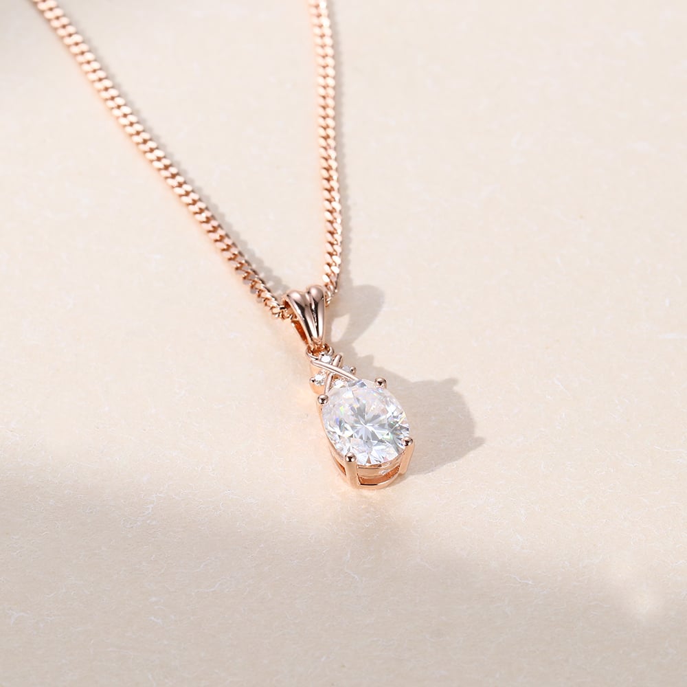 1.7 TCW Oval Moissanite Criss Cross Necklace