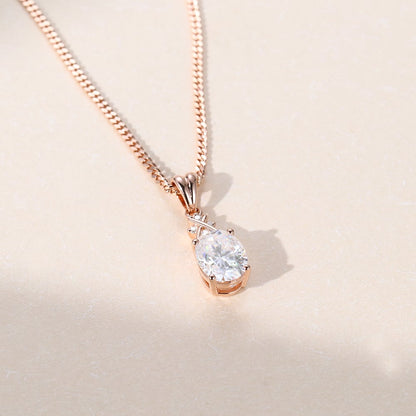 1.7 TCW Oval Moissanite Criss Cross Necklace