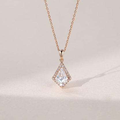 1.11 TCW Kite Moissanite Halo Necklace