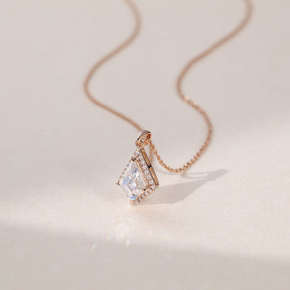 1.11 TCW Kite Moissanite Halo Necklace