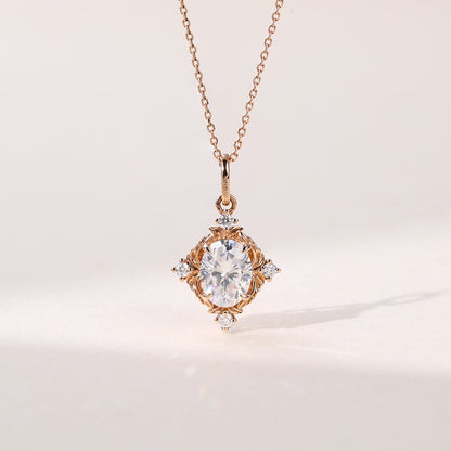 1.16 TCW Oval Moissanite Art Deco Necklace