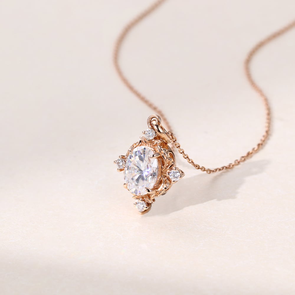 1.16 TCW Oval Moissanite Art Deco Necklace