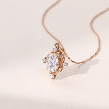 1.16 TCW Oval Moissanite Art Deco Necklace