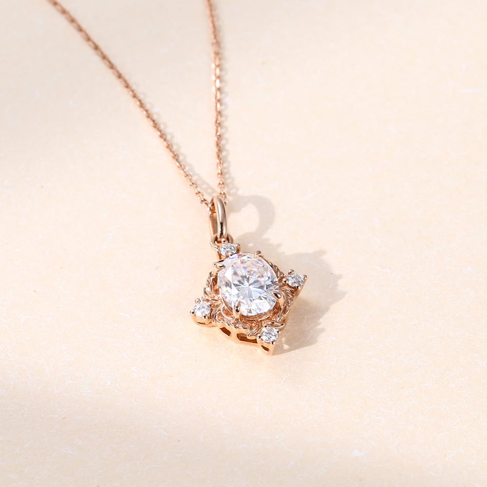 1.16 TCW Oval Moissanite Art Deco Necklace