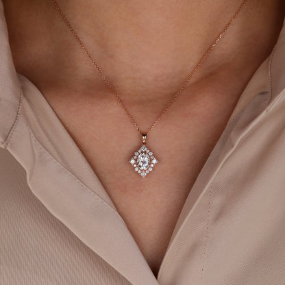 1.60 TCW Oval Moissanite Halo Necklace