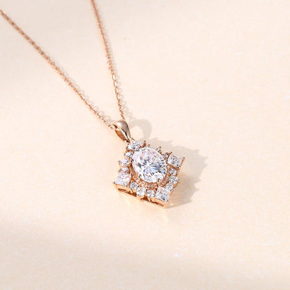 1.60 TCW Oval Moissanite Halo Necklace