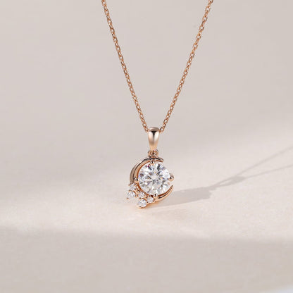1.7 TCW Round Moissanite Shooting Star Pendant Necklace