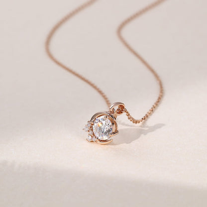1.7 TCW Round Moissanite Shooting Star Pendant Necklace