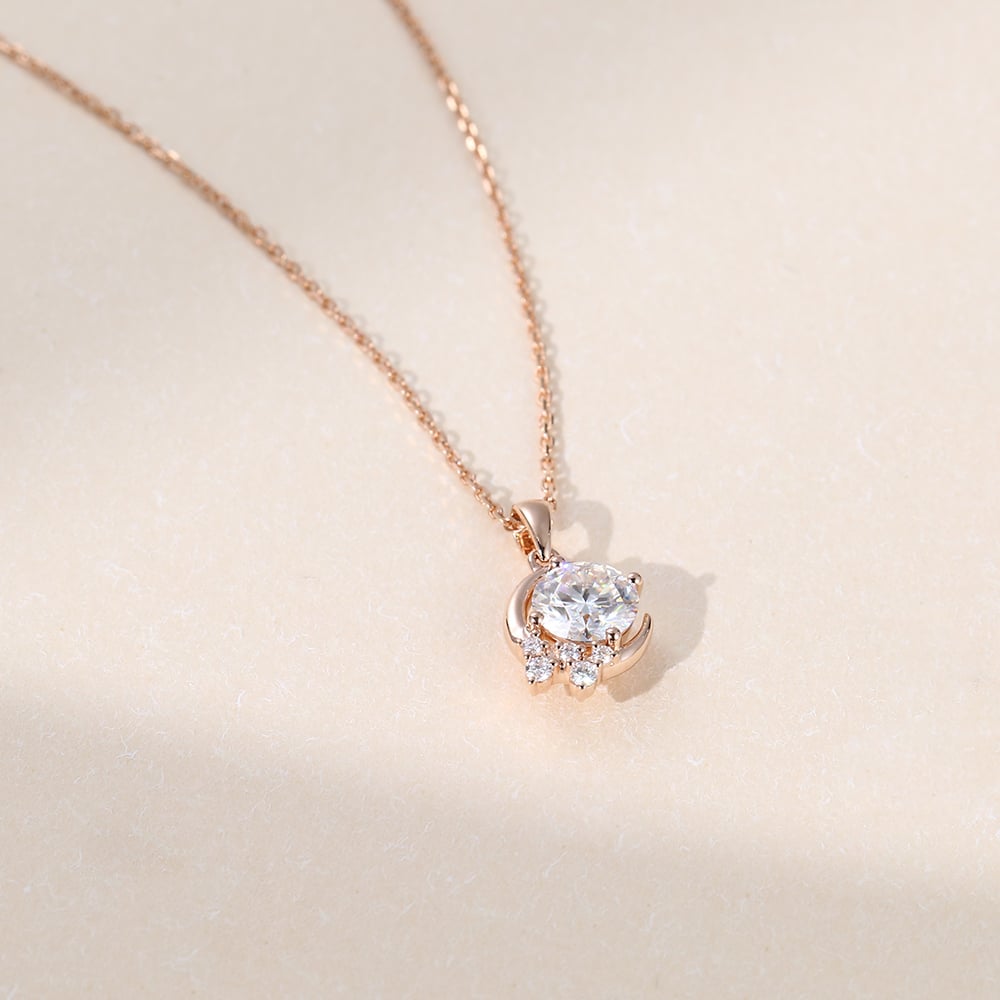 1.7 TCW Round Moissanite Shooting Star Pendant Necklace