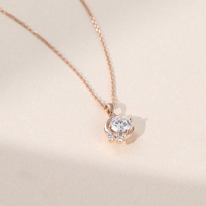 1.7 TCW Round Moissanite Shooting Star Pendant Necklace