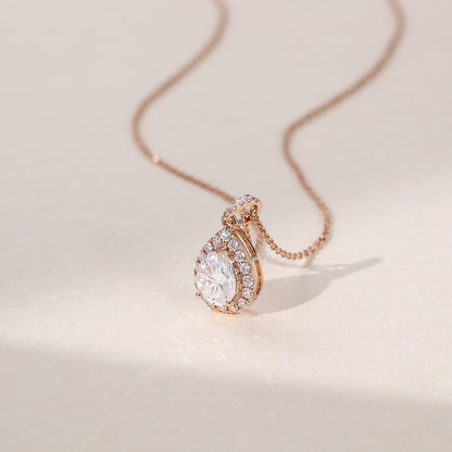 1.25 TCW Pear Moissanite Halo Necklace