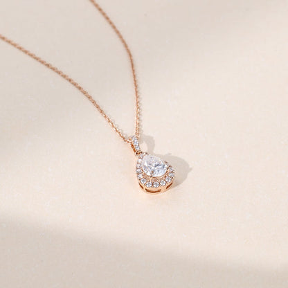 1.25 TCW Pear Moissanite Halo Necklace