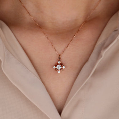 0.150 TCW Round Moissanite Snowflake Necklace