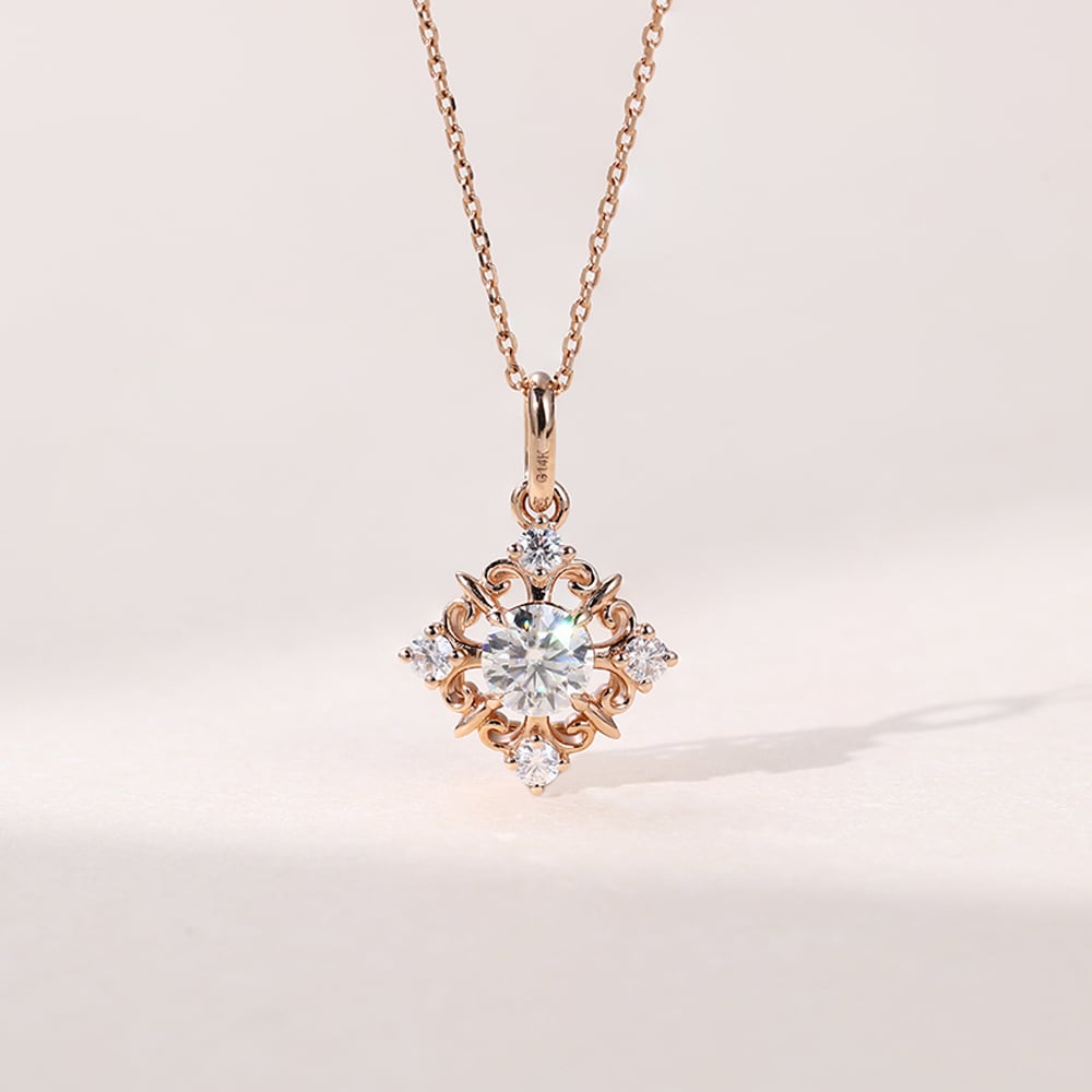 0.150 TCW Round Moissanite Snowflake Necklace