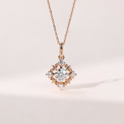 0.150 TCW Round Moissanite Snowflake Necklace