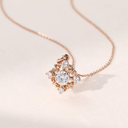 0.150 TCW Round Moissanite Snowflake Necklace