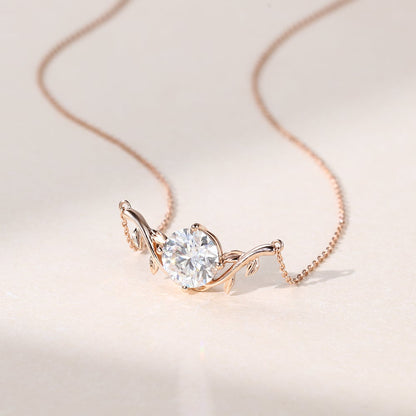 2 CT Round Moissanite Twig Solitaire Necklace