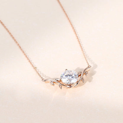 2 CT Round Moissanite Twig Solitaire Necklace