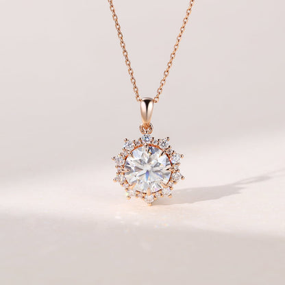 2.32 TCW Round Moissanite Halo Necklace