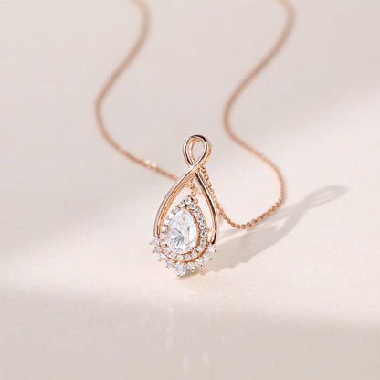 1.21 TCW Pear Moissanite Halo Necklace
