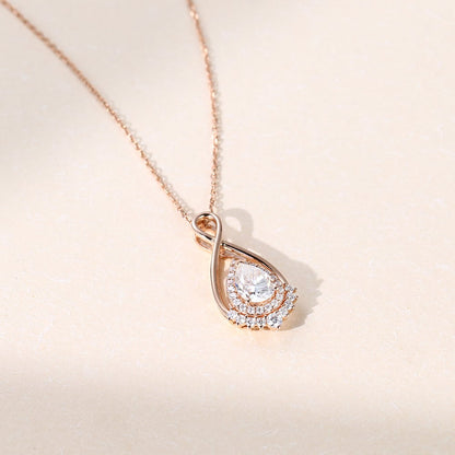 1.21 TCW Pear Moissanite Halo Necklace