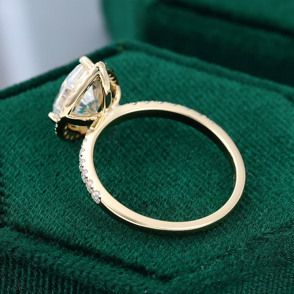 1.93 CT Pear Halo & Pave Moissanite Engagement Ring