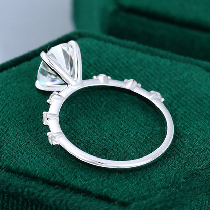 1.91 CT Oval Dainty Pave Moissanite Engagement Ring