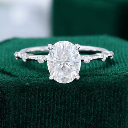 1.91 CT Oval Dainty Pave Moissanite Engagement Ring