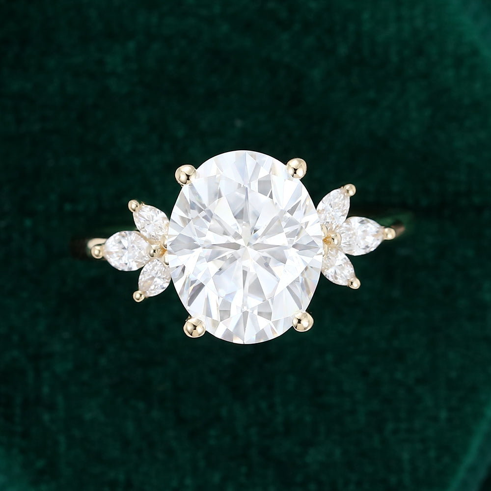 3 CT Oval Cluster Moissanite Engagement Ring