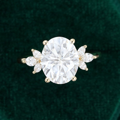 3 CT Oval Cluster Moissanite Engagement Ring