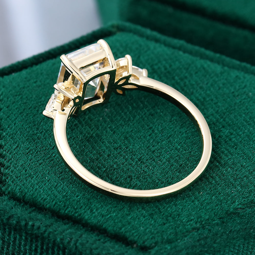 2.3 CT Emerald Cluster Moissanite Engagement Ring