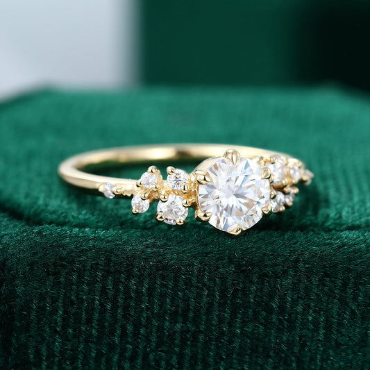 0.45 CT Round Cluster Moissanite Engagement Ring