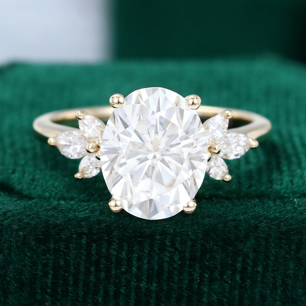 3 CT Oval Cluster Moissanite Engagement Ring
