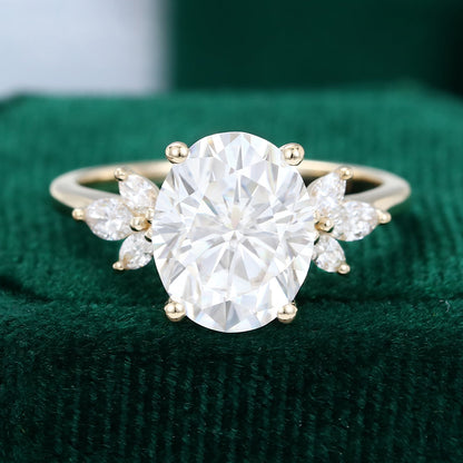 3 CT Oval Cluster Moissanite Engagement Ring