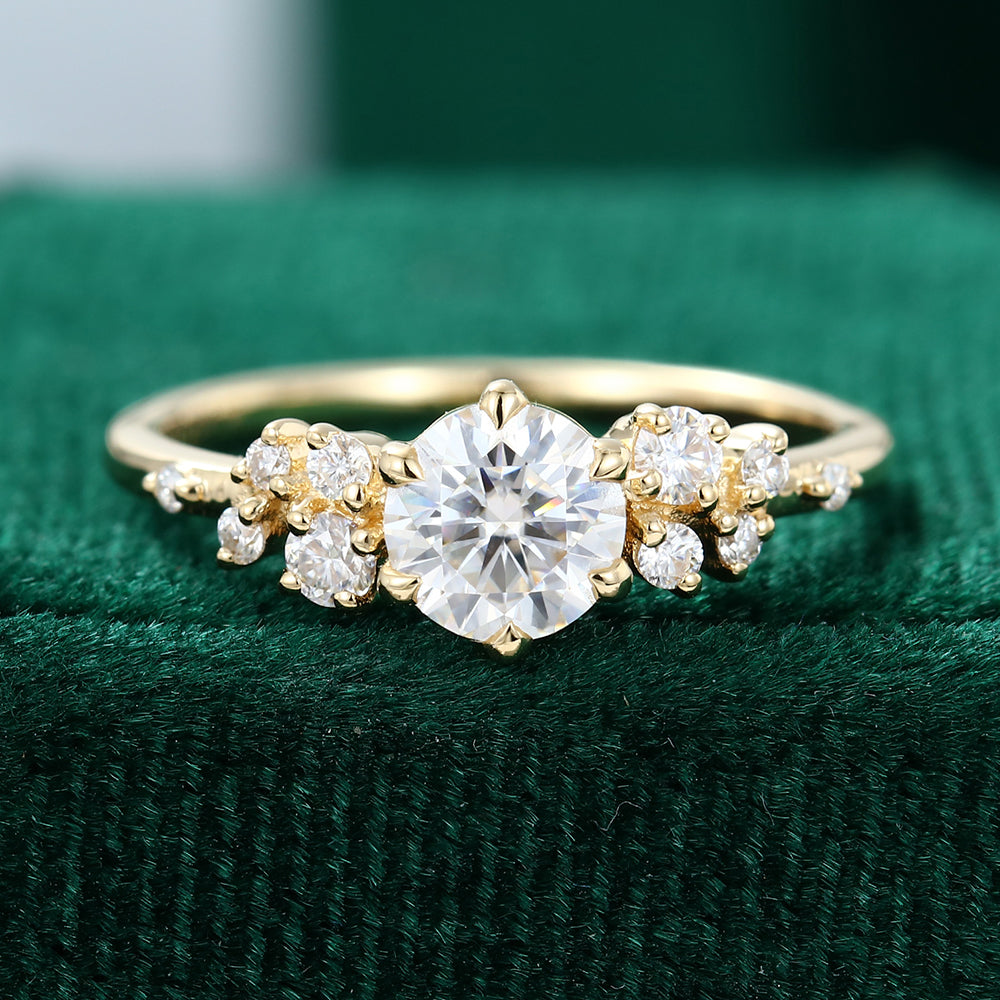 0.45 CT Round Cluster Moissanite Engagement Ring