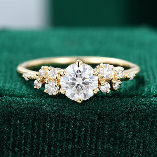 0.45 CT Round Cluster Moissanite Engagement Ring