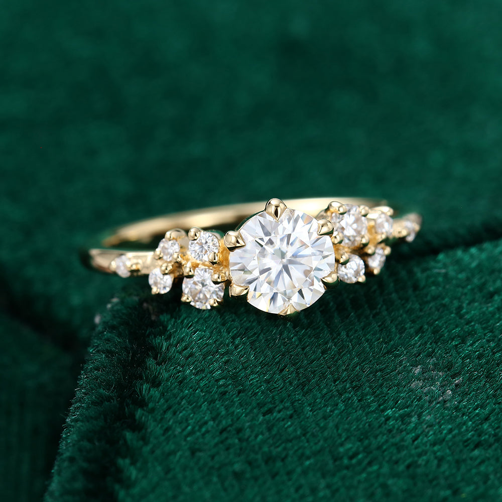 0.45 CT Round Cluster Moissanite Engagement Ring