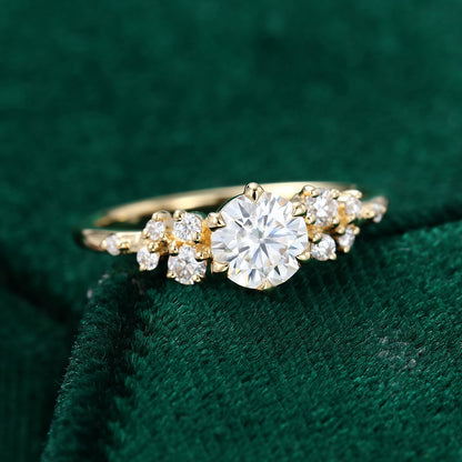 0.45 CT Round Cluster Moissanite Engagement Ring